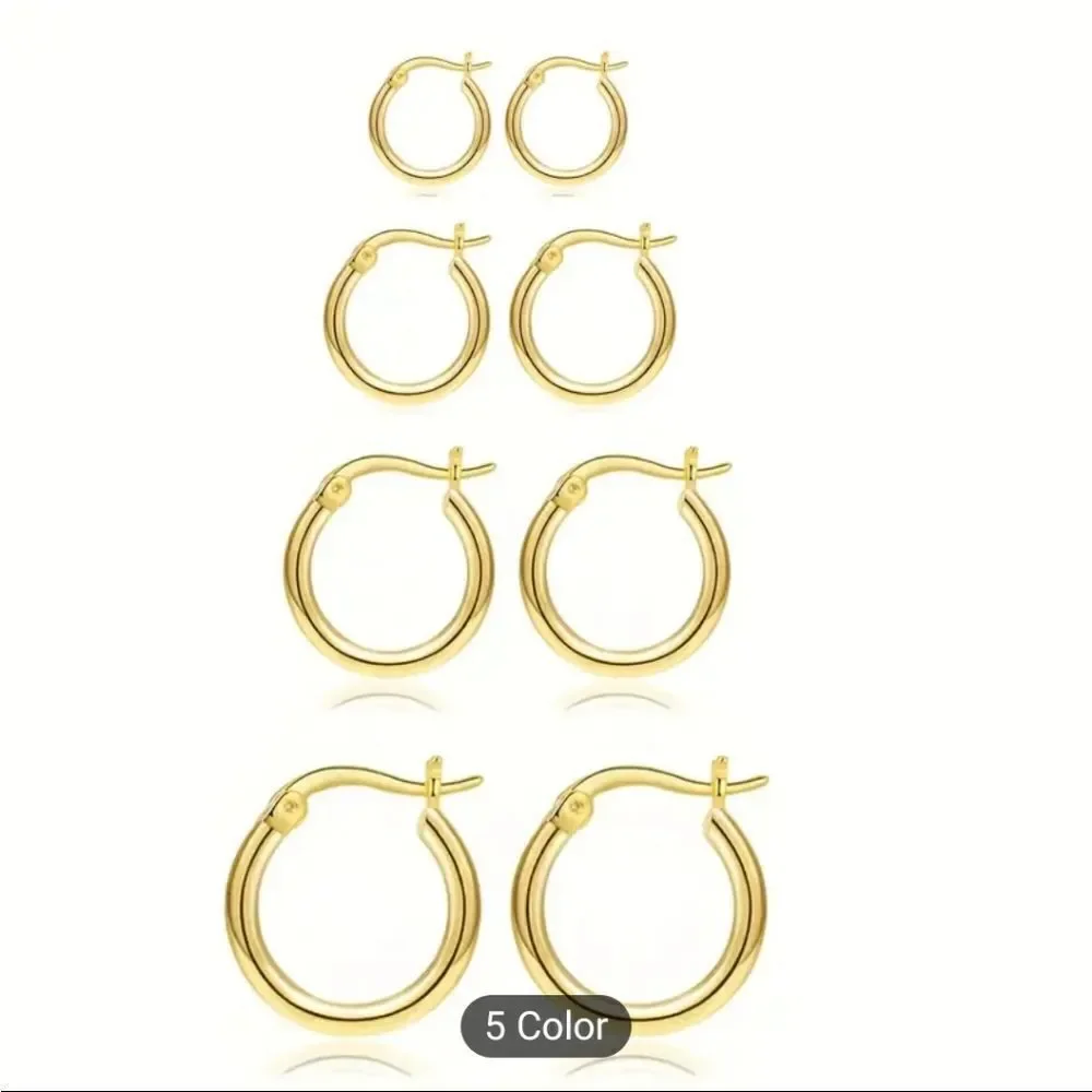 One pair hyperallergenic stainless steel gold hoops